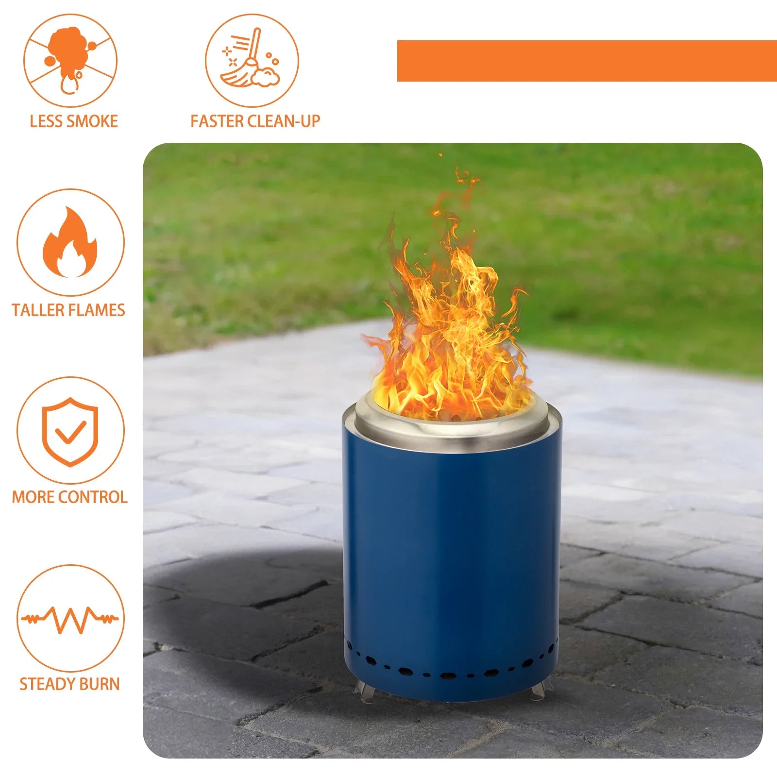 7.1*7.1*9.7in smokeless fire pit blue