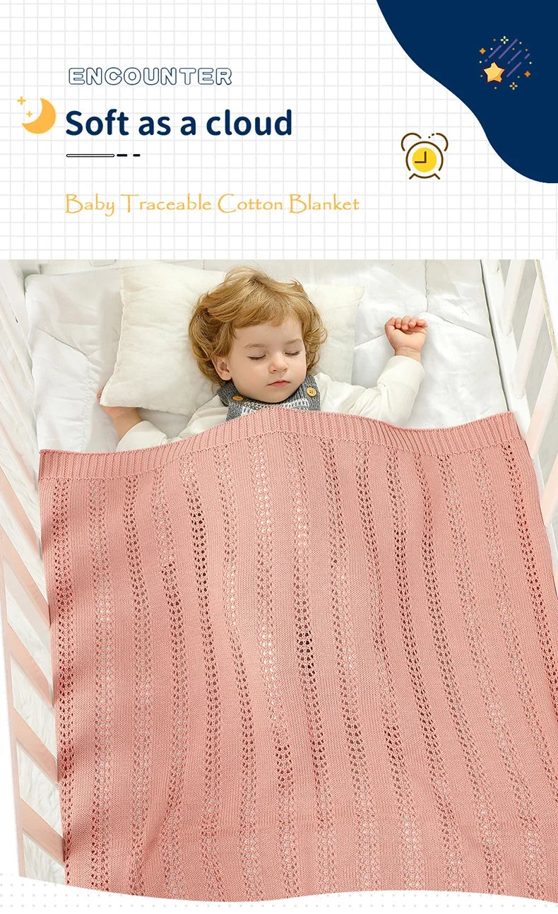 Newborn Baby Blanket Cotton Knit Infant Girl Boy Bedding Quilt 90*70CM Fashion Solid Toddler Stroller Swaddling Super Soft Plaid