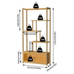 Bamboo Storage Rack Shelving Unit with High and Low Shelves Bookshelf Plant Stand for Home Organization Shelf