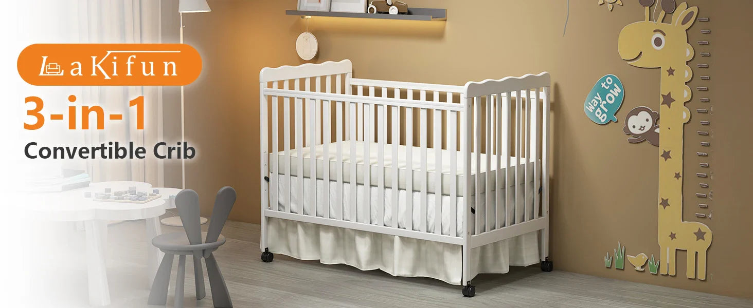 Convertible Crib in White, Converts to Toddler Bed & Daybed, Fits Standard Full-Size Crib Mattress, Non-Toxic Finish