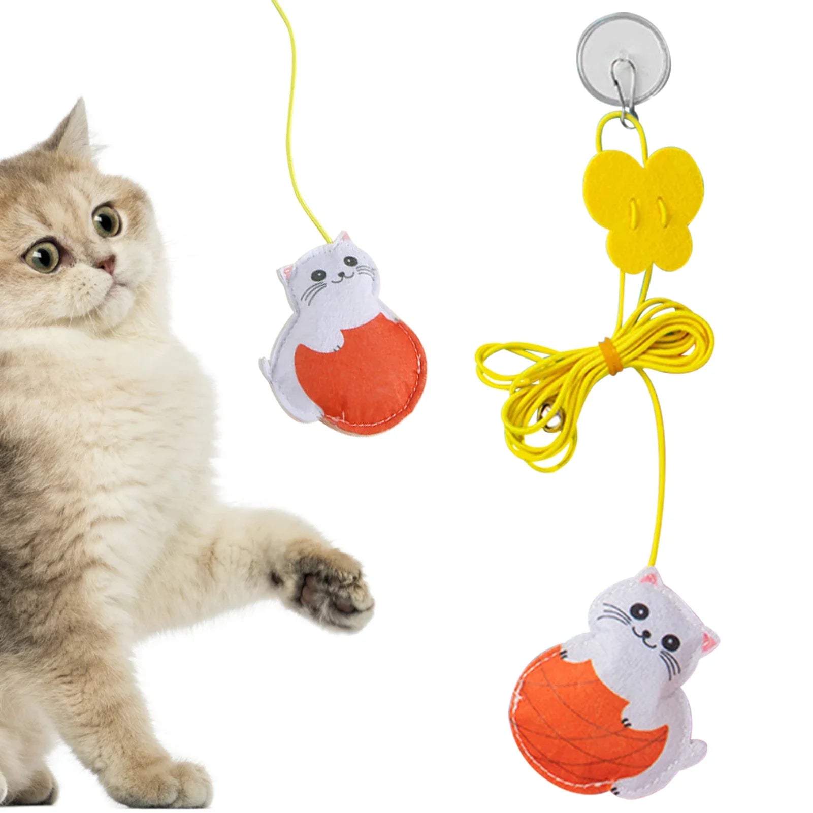 Doorway Cat Toys Batting Practice Cat Toy Jump Exercise Interactive Toy Door Rope Toy Funny Cat Teaser Stick With Catnip Felt