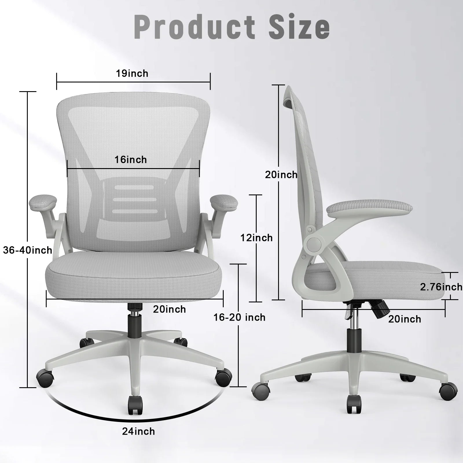 Ergonomic Office Chair with Slide Seat Mesh Seat Adjustable Lumbar Support Angle and Height Adjustable Home Office Gaming chair