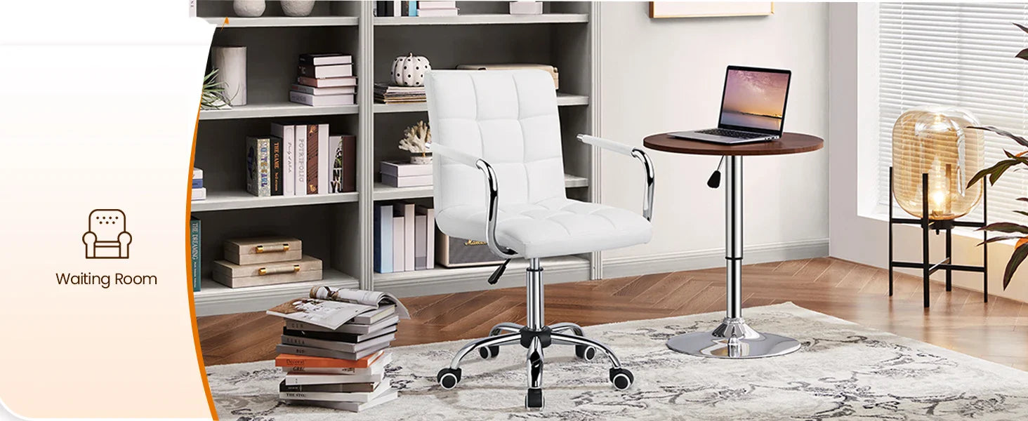 Desk Chairs with Wheels/Armrests Modern PU Leather Office Chair Midback Adjustable Home Computer Executive Chair 360 Swivel