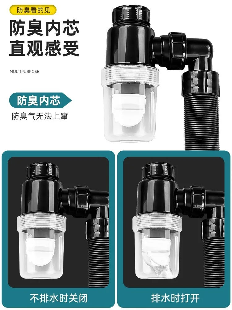 Durable Kitchen Accessories Plumbing Home Sink Hose Washbasin Pipeline Sink Deodorant Strainer Drain Sewer Pipe