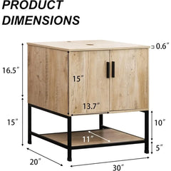 36" Bathroom Vanity,Industrial Iron Frame Bathroom Cabinet Set with Doors & Shelf,with Modern Artistic Ceramic Vessel Sink Combo