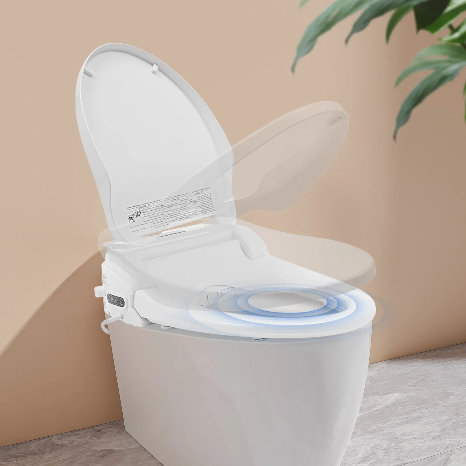 Smart Heated Toilet Cover Bidet Toilet Seat Remote Control Electric Clamshell Toilet Cover w/Hip Wash function LED Screen US