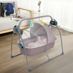 Baby Cradle Swing 5 Speed Electric Stand Crib Auto Rocking Chair Bed with Remote Control Infant Musical Sleeping Basket