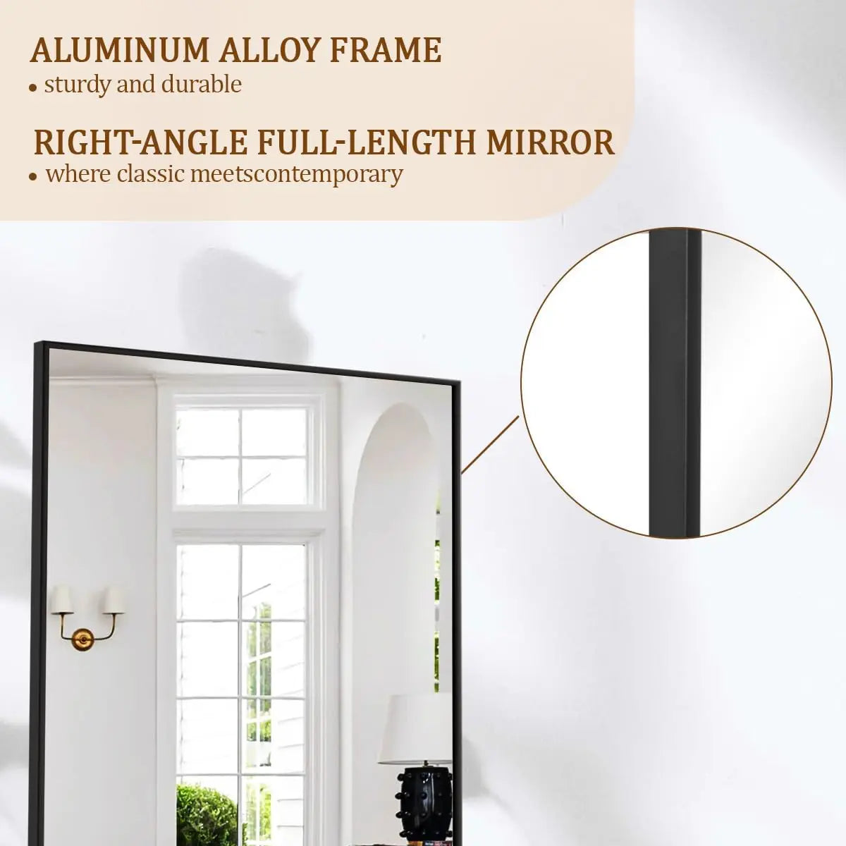 58"x18" Floor Mirror Full Length, Bedroom Floor Body Mirror with Stand, Leaning, Standing or Hanging Horizontally/V