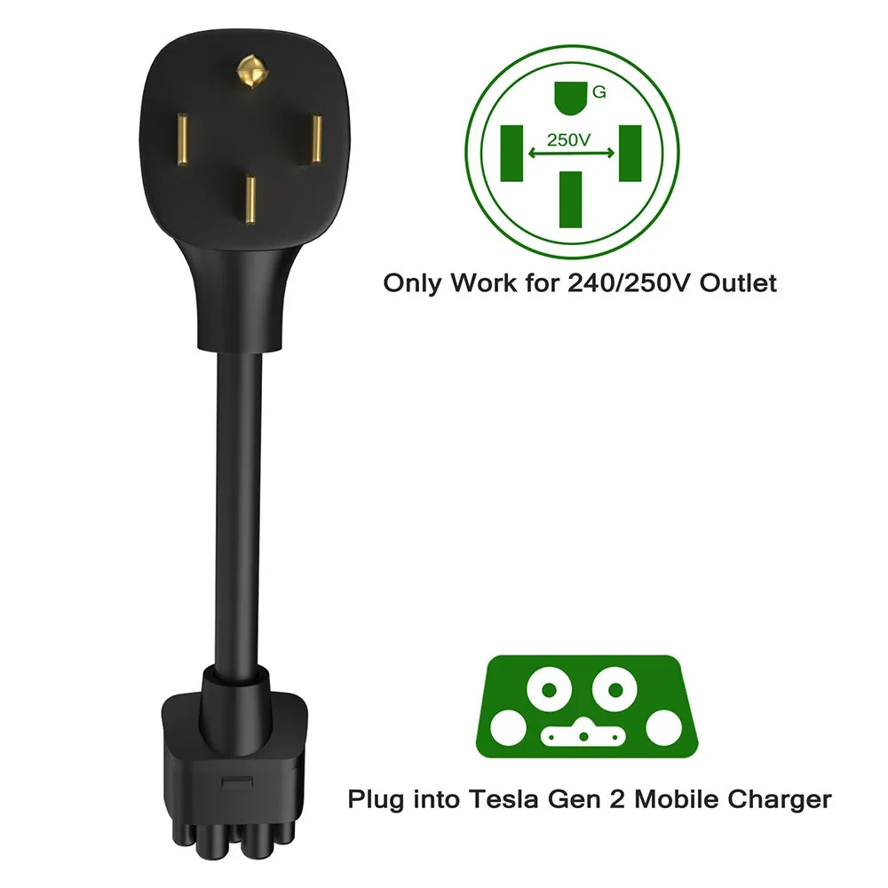 LONLINK Tesla NEMA 14-50 Gen 2 Ev charger extension cord Connector Adapter 14-50 P 4-Prong Gen2 Pigtail-32 Amp For Tesla model 3