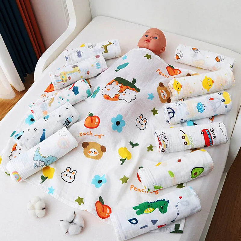 70x70cm Baby Blanket Ultra Soft Organic Cotton Newborn Swaddle Wrap Dual Layers Infant Feeding Burp Cloth Towel Scarf Baby Stuff