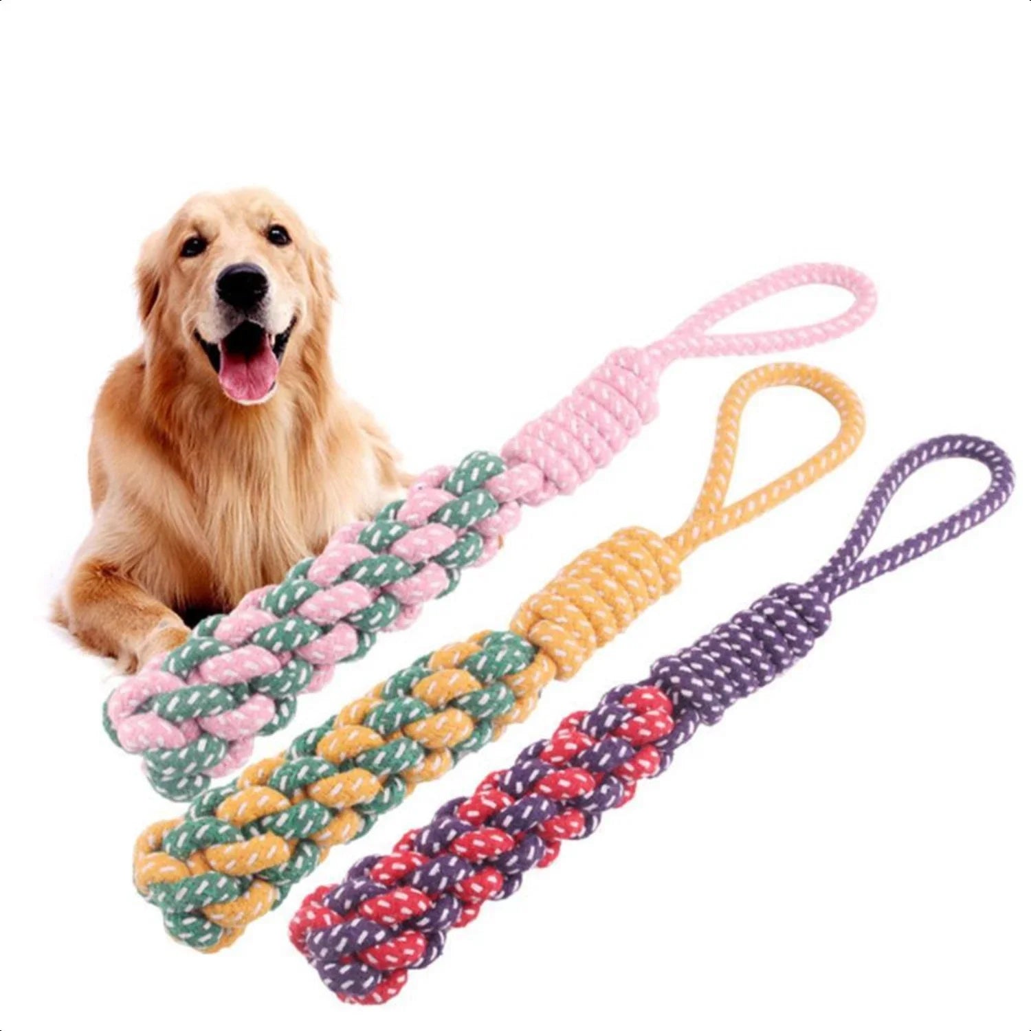 New Guaranteed Entertainment with This Extremely Durable Premium High-Quality Braided Cotton Rope Dog Chew Toy - Reliable, Long-