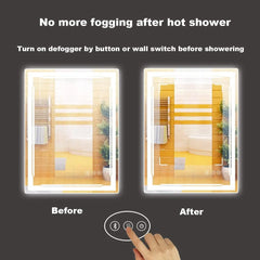 24x32 Lighted Bathroom Mirror with Bluetooth Speaker - Smart LED Makeup Wall Mounted Mirrors - 3 Lights Setting Anti-Fog