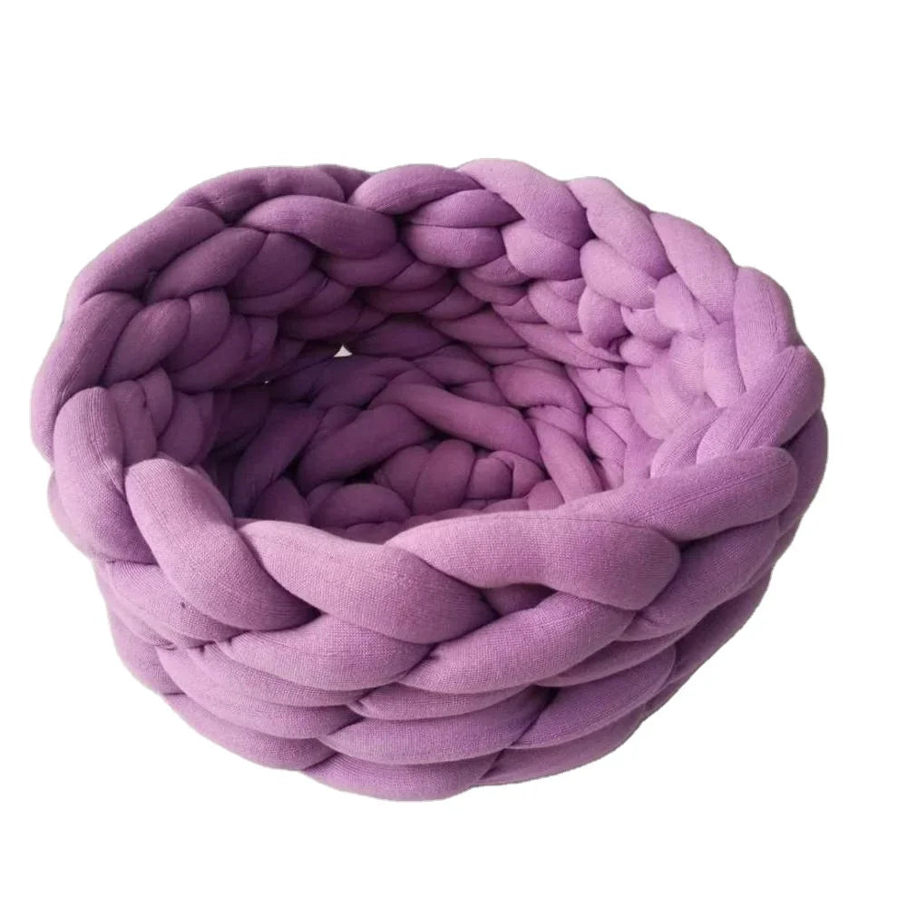 Luxury Crochet Super Chunky Pet Product Arm Knitting Cotton Tube For Soft Cat Bed High-density Woven Pet Fluffy Bed