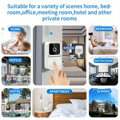 Wireless smart video doorbell 2.4GWiFi, 2-channel audio, night vision, SD card/cloud storage home security surveillance camera