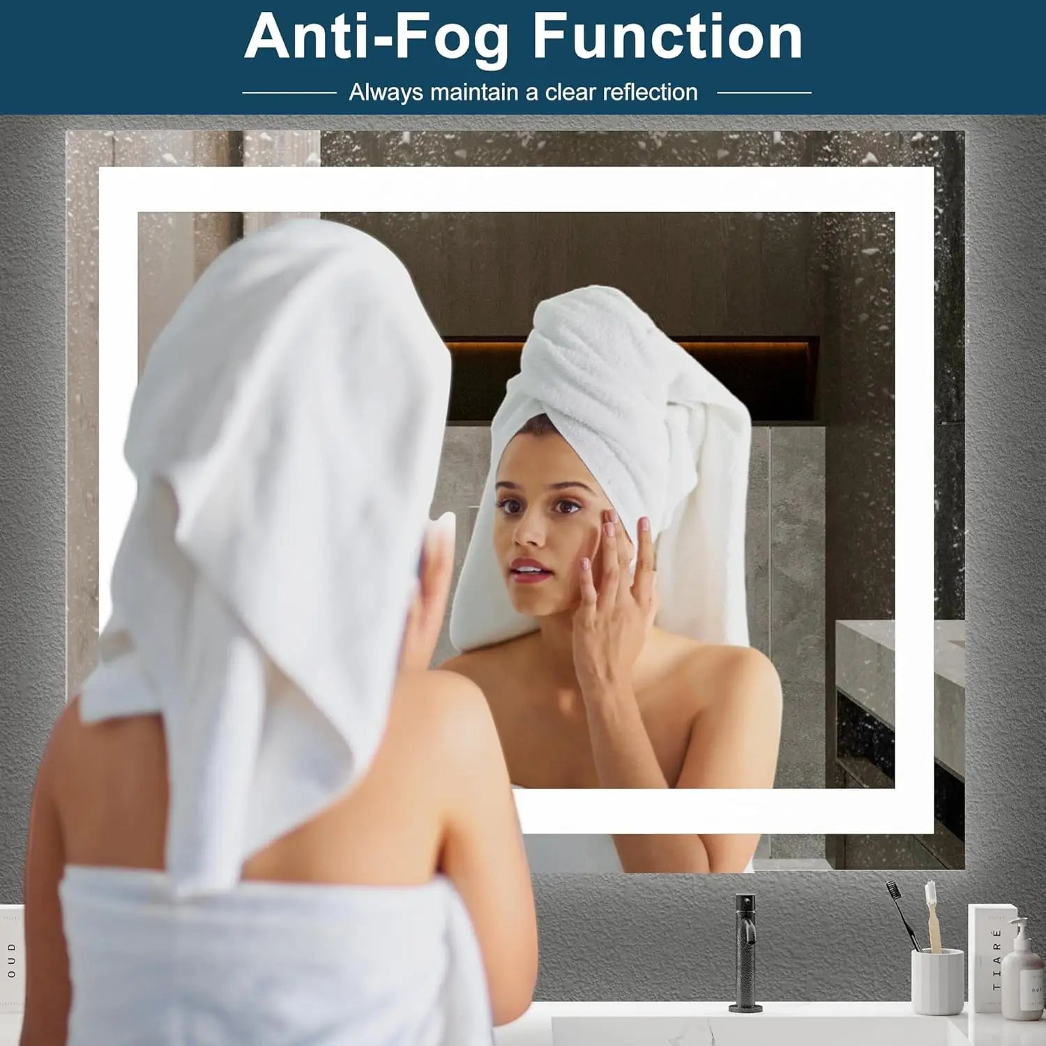 30x36 Inch LED Bathroom Mirror - Anti-Fog, Bathroom Mirror with LED Lights - 3 Color