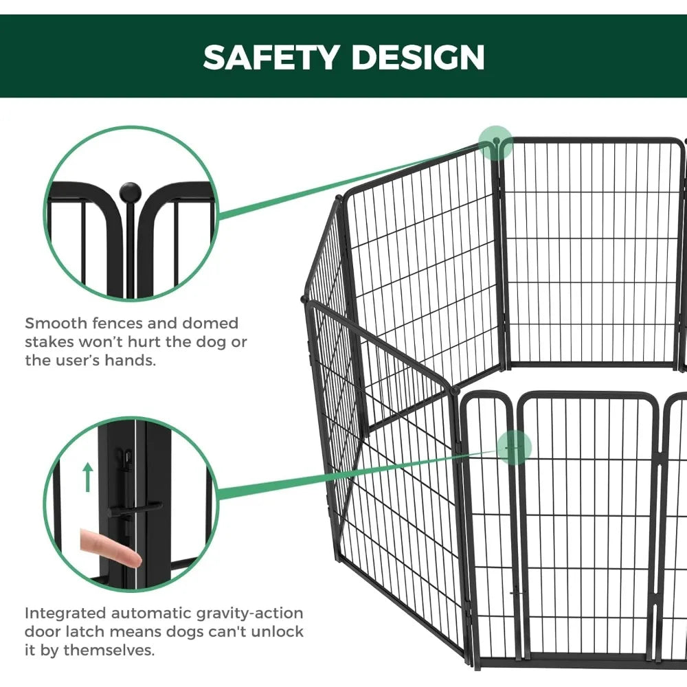 Dog Playpen Designed for Indoor Use, 40" Height for Large Dogs, Black Patented, Heavy Duty Metal Portable Dog Pens Fences