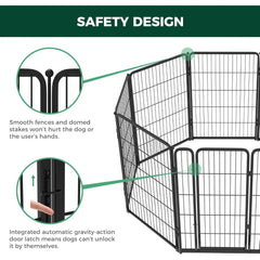 Dog Playpen Designed for Indoor Use, 40" Height for Large Dogs, Black Patented, Heavy Duty Metal Portable Dog Pens Fences