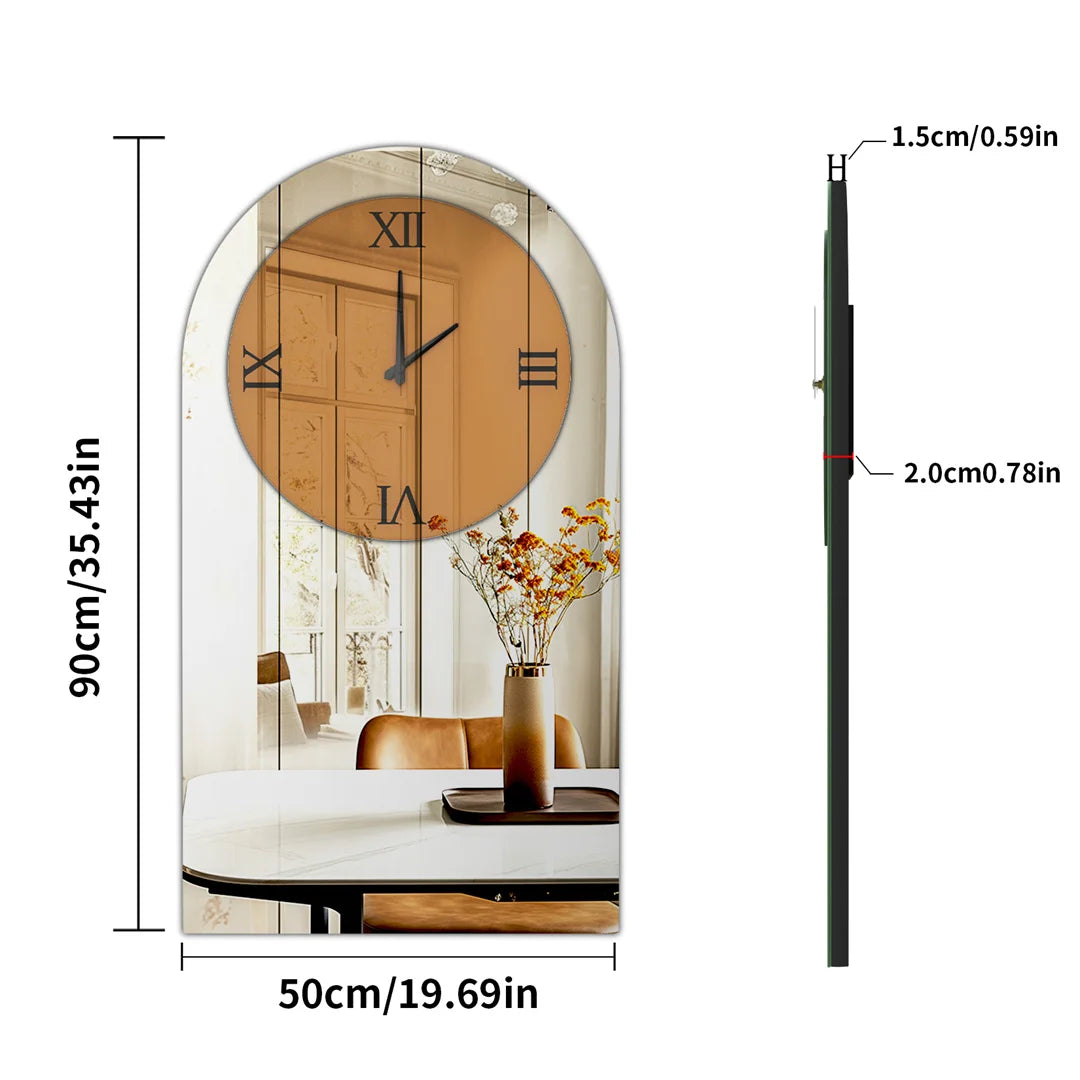 LUVODI Long Oblong Wall Clock with Silver Mirror Modern Decorative Clock Roman Numerals for Living Room Bedroom