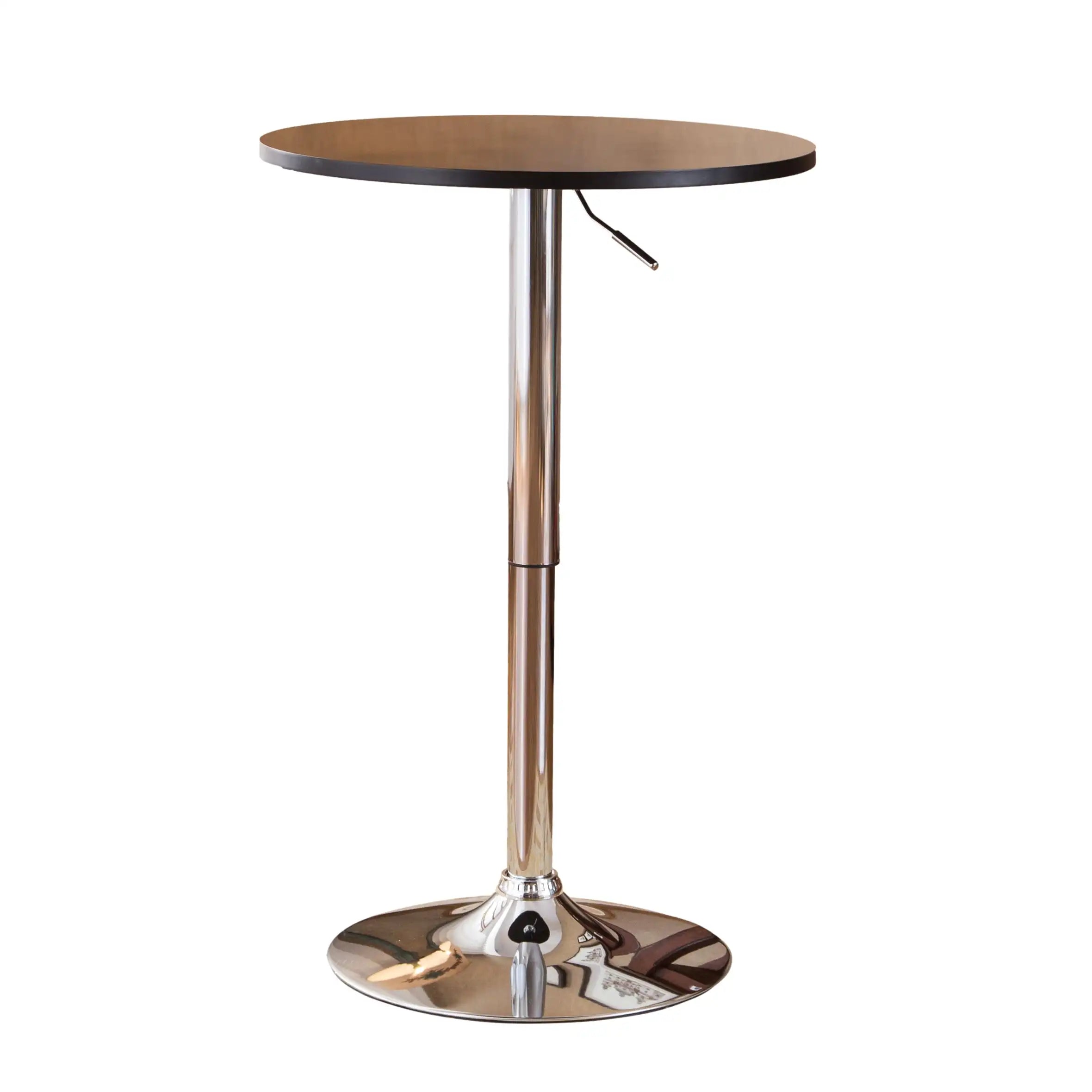 Adjustable Round Height Bar Table, Metal Base, Sleek Design, Perfect for Home Bars and Dining