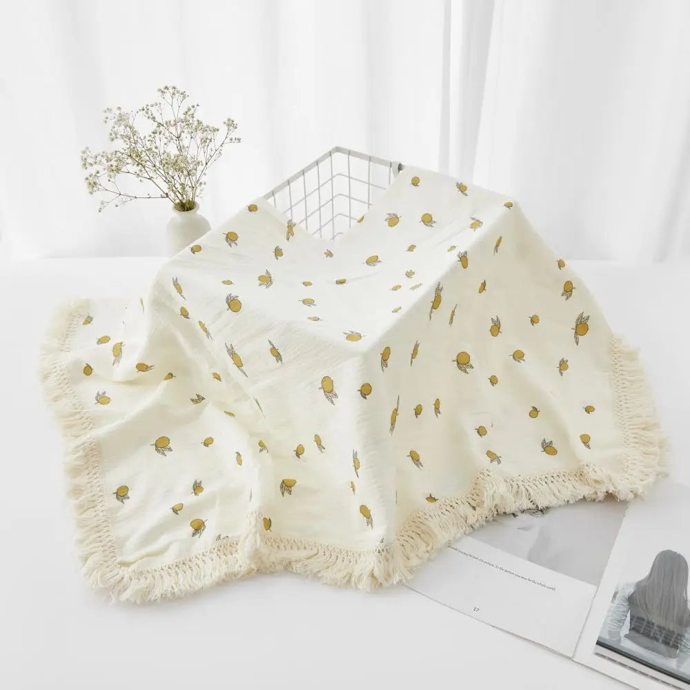 Cotton Muslin Swaddle Blankets for Newborn Baby Tassel Receiving Blanket New Born Swaddle Wrap Infant Sleeping Quilt Bed Cover