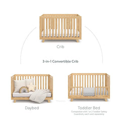 3-in-1 Convertible Crib (Natural) – Converts from Baby Crib to Toddler Bed and Daybed, Fits Standard Full-Siz