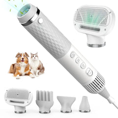 Dog Hair Dryer 5 in 1 Portable Handheld Dog Hair Dryer Smart Temperature Adjustment Grooming Brush Travel Home Pet Hair Dryer