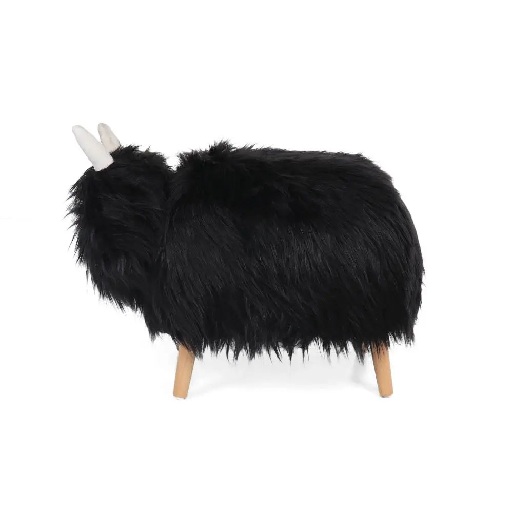 Velvet Cow-Shaped Ottoman, Cute Wood Foot Stool Shoes Changing Seat with Cushioned for Adult  Playroom, Porch Furniture, Stool