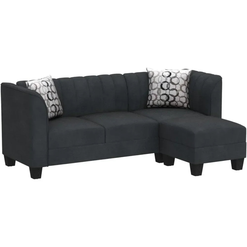 Upgraded Convertible Sectional Sofa Couch, 3 Seat L Shaped Sofa with High Armrest Linen Fabric Small Couch Mid Century