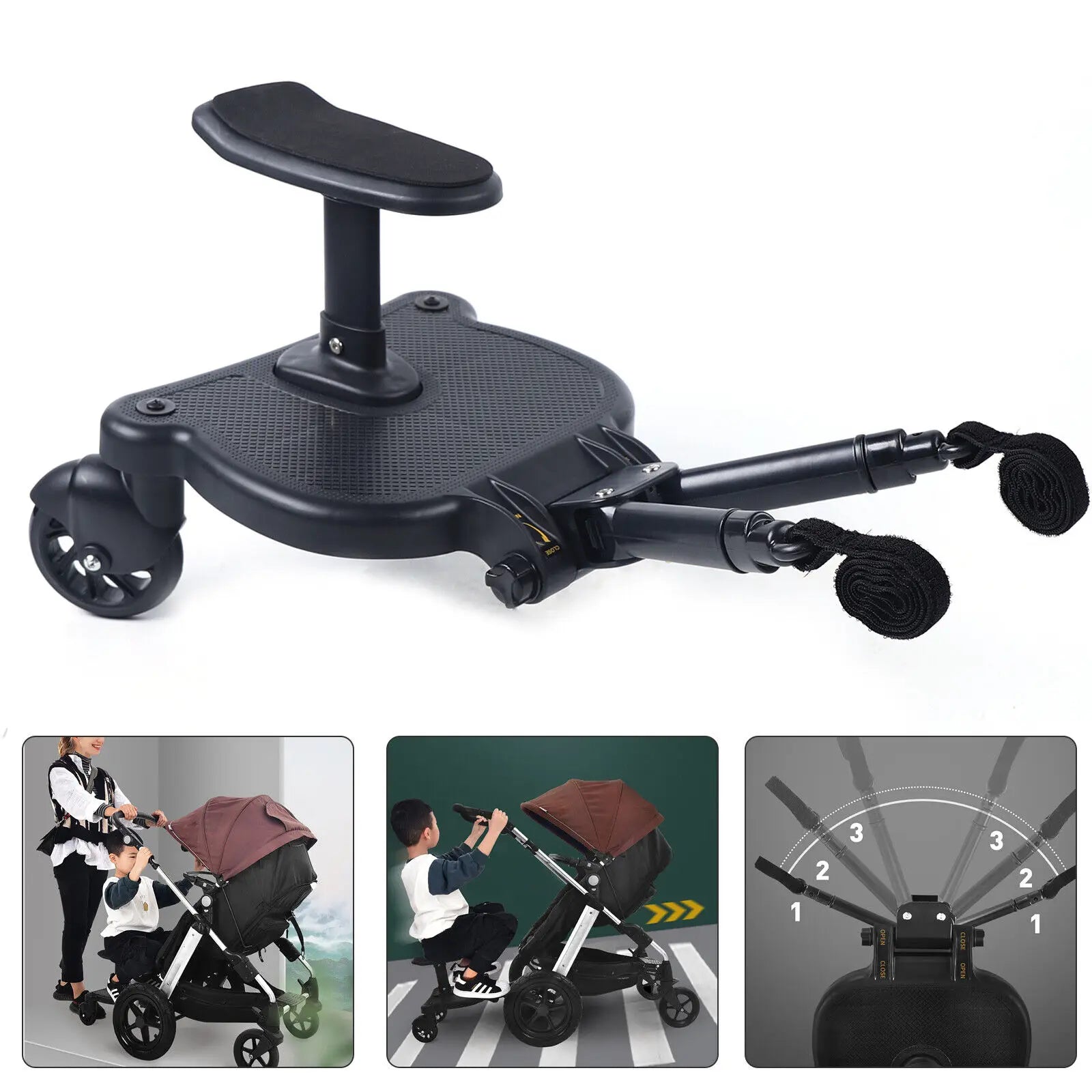 Integrated Stroller Board Universal 2in1 Stroller Ride Board Buggy Wheeled Board Seat Pedal Trolley auxiliary pedal