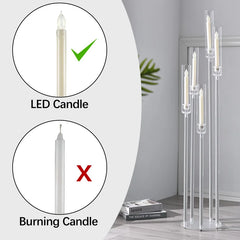 2Pcs 5 Arm Floor Candelabra,Acrylic Floor Candle Holder for Wedding Centerpiece Tall Clear Candle Holders for Ceremony Birthday