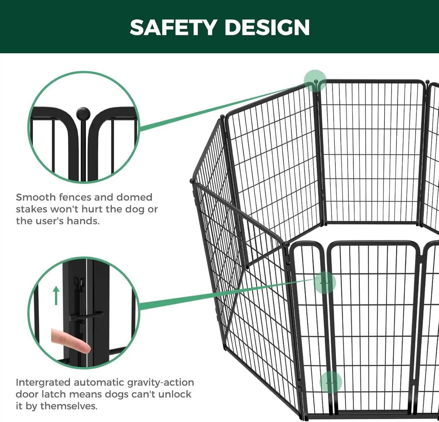 Dog Playpen Designed for Indoor Use, 40" Height for Large Dogs, Black Patented, Heavy Duty Metal Portable Dog Pens Fences