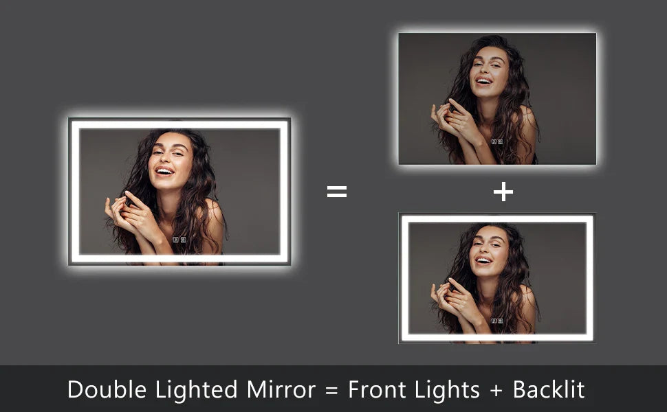 48 x 36 Inches LED Bathroom Mirror with Front  ,Anti-Fog,3 Colors and Dimmable Light