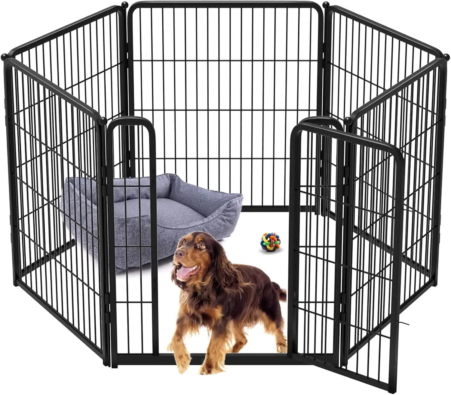 Dog Playpen Designed for Indoor Use, 40" Height for Large Dogs, Black Patented, Heavy Duty Metal Portable Dog Pens Fences