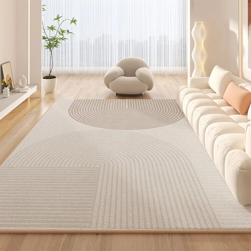 Minimalist Beige Striped Carpet Luxury Huge Large Living Room Decoration Carpets Comfortable Easy Clean Bedside Bedroom Rugs 양탄자