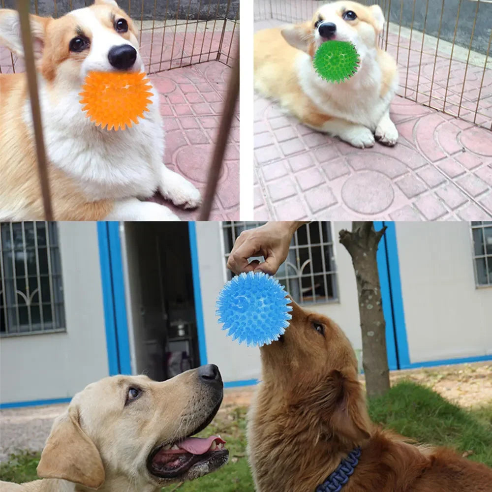 3/30Pcs Dogs Chew Spiky Ball Soft TPR Squeaky Dog Ball Toys Floatable Dog Pool Toy Reduce Anxiety Toss Fetch Toys NEW