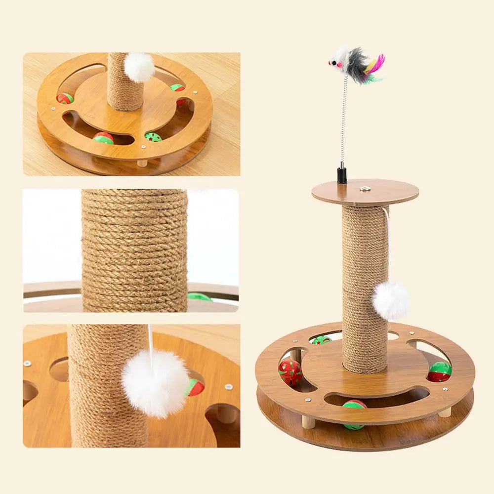 4 In 1 Cat Scratching Post Interactive Cat Scratcher Spring Cat Toy Fun Pet Training Toy Sisal Rope Cat Scratcher For Indoor