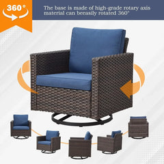 Patio Chair Wicker Swivel Rocker-Outdoor Swivel Glider Chair Capacity Wicker Outdoor Rocking Seating for Porch Balcony Deck