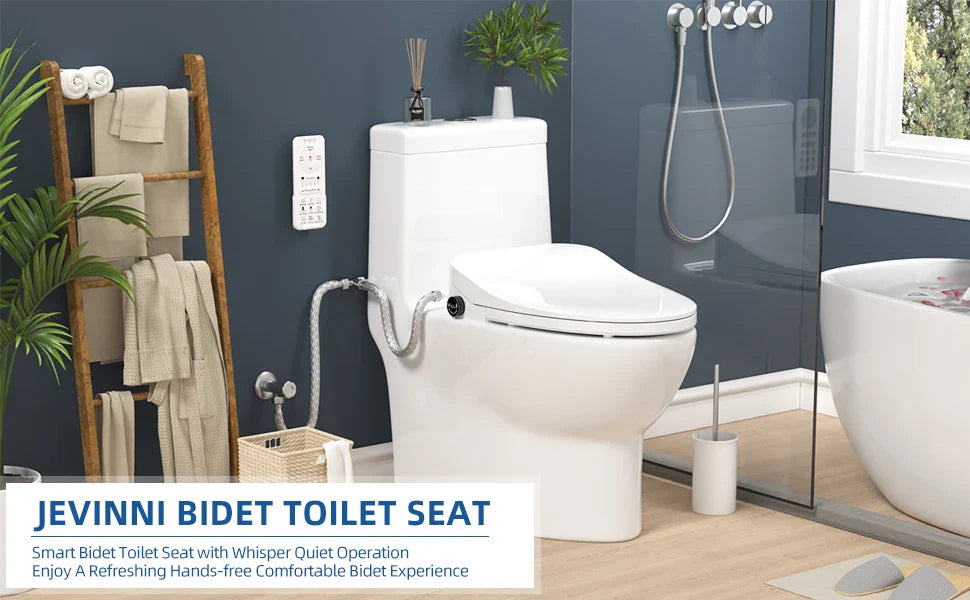 Bidet Toilet Seat-Round Smart Toilet Seat with Wireless Remote and Side Knob,Warm Water & Air Dryer,Adjustable Heated Seat