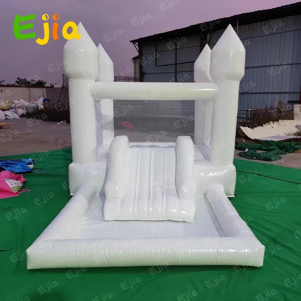 PVC Inflatable White Bounce House Professional Jumping Bouncy Castle Bouncer with Ball Pit&Air Blower For Kids Wedding Party