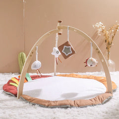 Baby Wooden Tripod Gym Frame Toddler Gym Activity Floewr Hanging Pendant Rattle Toys For Newborn Education Montessori Toys