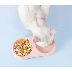 Macaron Pet Double Bowl Plastic Kitten Dog Food Drinking Tray Feeder Cat Feeding Pet Supplies Accessories Cuenco Para Gatos