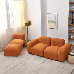 Convertible L Shaped Couch, 94.5" Modern Minimalist Cloud Couches for Living Room Set, Comfy Teddy Fabric Sofa