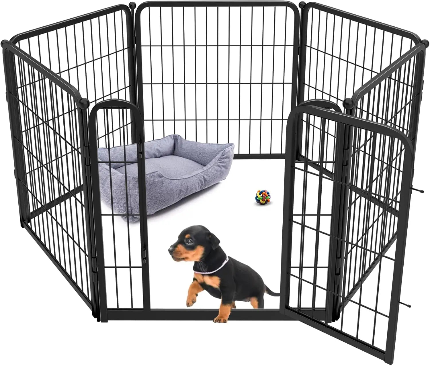 Dog Playpen Designed for Indoor Use, 40" Height for Large Dogs, Black Patented, Heavy Duty Metal Portable Dog Pens Fences