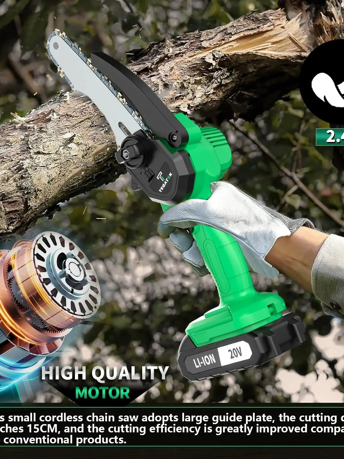 Tegatok Mini Chainsaw Cordless 6 Inch Handheld Rechargeable Chain Saw With, Small Electric Chainsaws Battery Powered