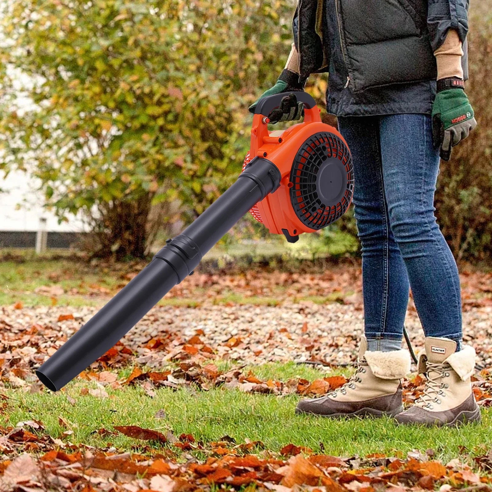 25.4CC  Commercial Handheld Leaf Blower Heavy Duty Gas Powered 2-Stroke Grass Clean Tool Leaf Blower