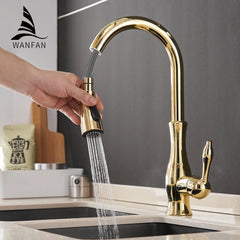 Gold Kitchen Faucets Silver Single Handle Pull Out Kitchen Tap Single Hole Handle Swivel Degree Water Mixer Tap Mixer Tap 866011