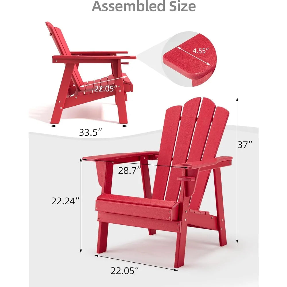 Adirondack Chair Oversized Balcony Porch Patio Outdoor Chair for Lawn, Backyard, Deck, Garden, Camping - Easy Installation