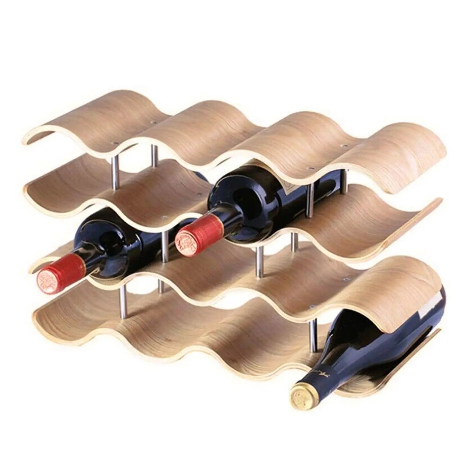 4 Layers Wine Bottle Holder Kitchen Wine Cellar Storage Rack Home Hotel Wooden Display Rack Bar Counter Large-Capacity Creative