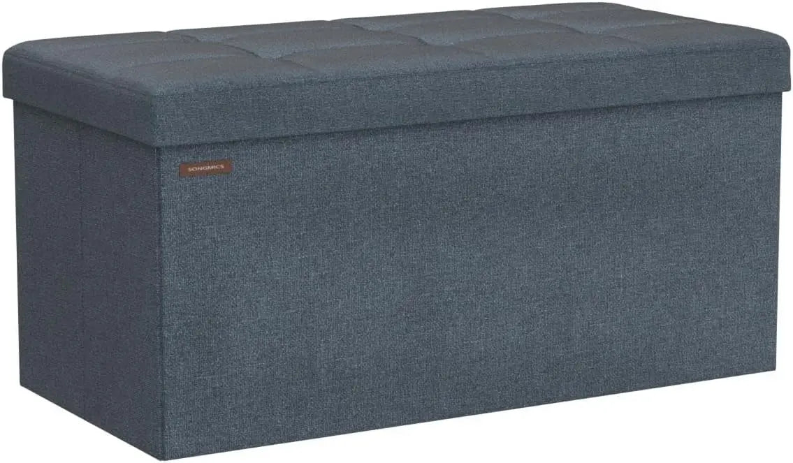 15 x 30 x 15 Inches Folding Storage Ottoman Bench, Storage Chest, Foot Rest Stool, Light Denim Blue ULSF047Q01