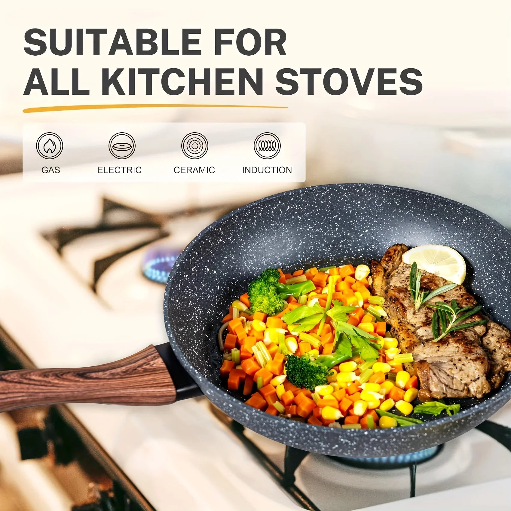 12-Piece Granite Induction Cookware Set, Non-Stick Pots and Pans, Dishwasher Safe